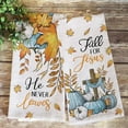thumbnail image 4 of Teal Pumpkin Patch Fall for Jesus Kitchen Dish Towels Set of 2, Autumn Religious Cross Hand Towels Drying Baking Cooking Cloth, Thanksgiving Maple Leaves Farmhouse Home Kitchen Decor 18x26 Inch, 4 of 6