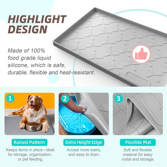 34"×22" Waterproof Silicone Under Sink Mat - Kitchen Cabinet Liner & Sink Protector for Storage Organization