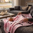 thumbnail image 6 of Cozy & Cute Halloween Flannel Blanket, Pink Throw with Ghost & Pumpkin Print, Soft Plush Fleece Blanket for Sofa & Bedroom (Pink ,27"×40"), 6 of 7