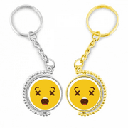 Confuse Yellow Cute Online Chat Happy Rotating Rotating Key Chain Ring Accessory Couple Keyholder