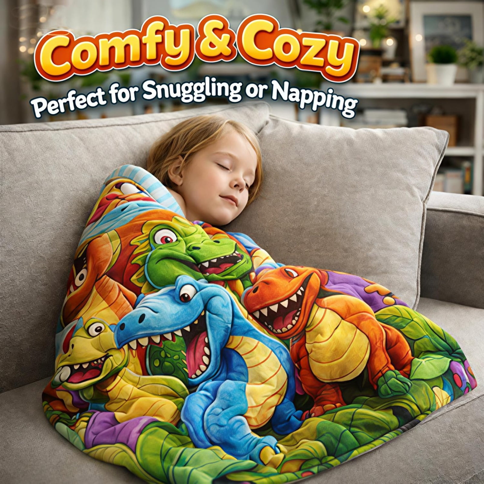 3D Dinosaur Flannel Blanket, Cloud Soft Fleece, for Boys and Girls, Warm Throw for Bed, Couch, or Playtime