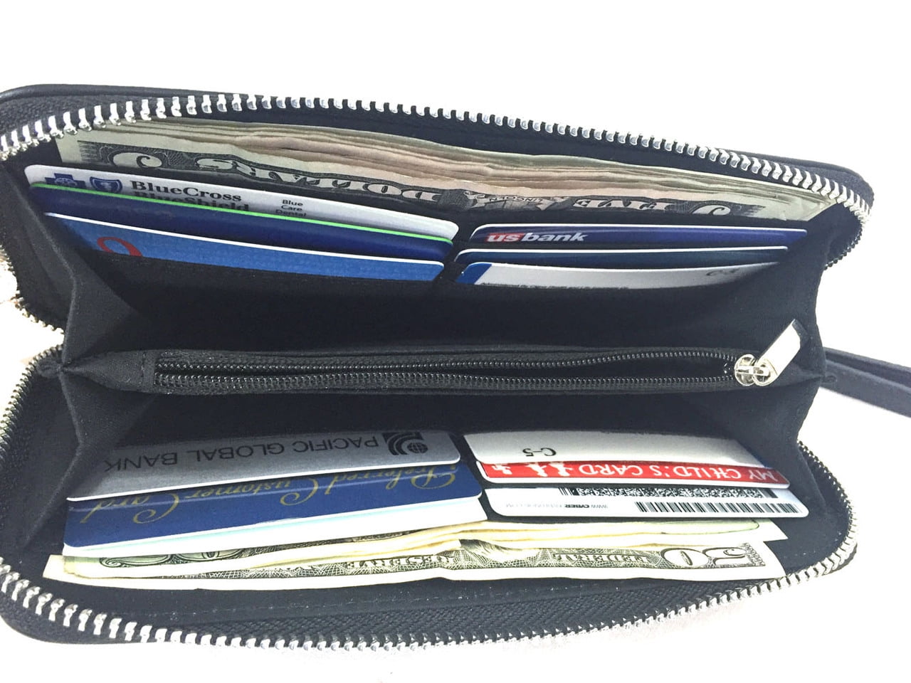 Zzfab Leatherette Triple Compartment Satchel Purse & Wallet Set – Black