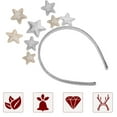 thumbnail image 4 of Diadema de flor de pascua, estrellas brillantes, diadema plateada y dorada para mujeres, niñas, accesorios para el cabello navideños, diadema para fiestas, cumpleaños, festivales, 4 of 5