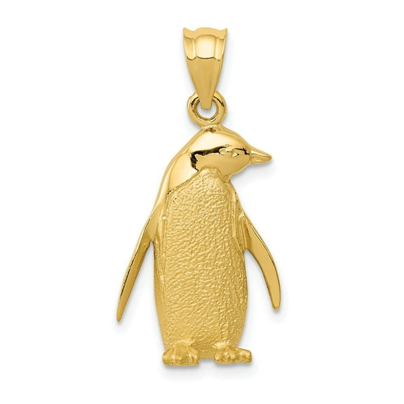 Real 14kt Yellow Gold Penguin Charm Pendant; for Adults and Teens; for Women and Men