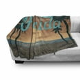 thumbnail image 3 of Florida Soft Flannel Fleece Blanket, Hand Painting Style Grungy Sunset Scenery at Coastline with Palm Tree Silhouettes, Cozy Plush for Indoor and Outdoor Use, 50" x 60", Multicolor, by Ambesonne, 3 of 6