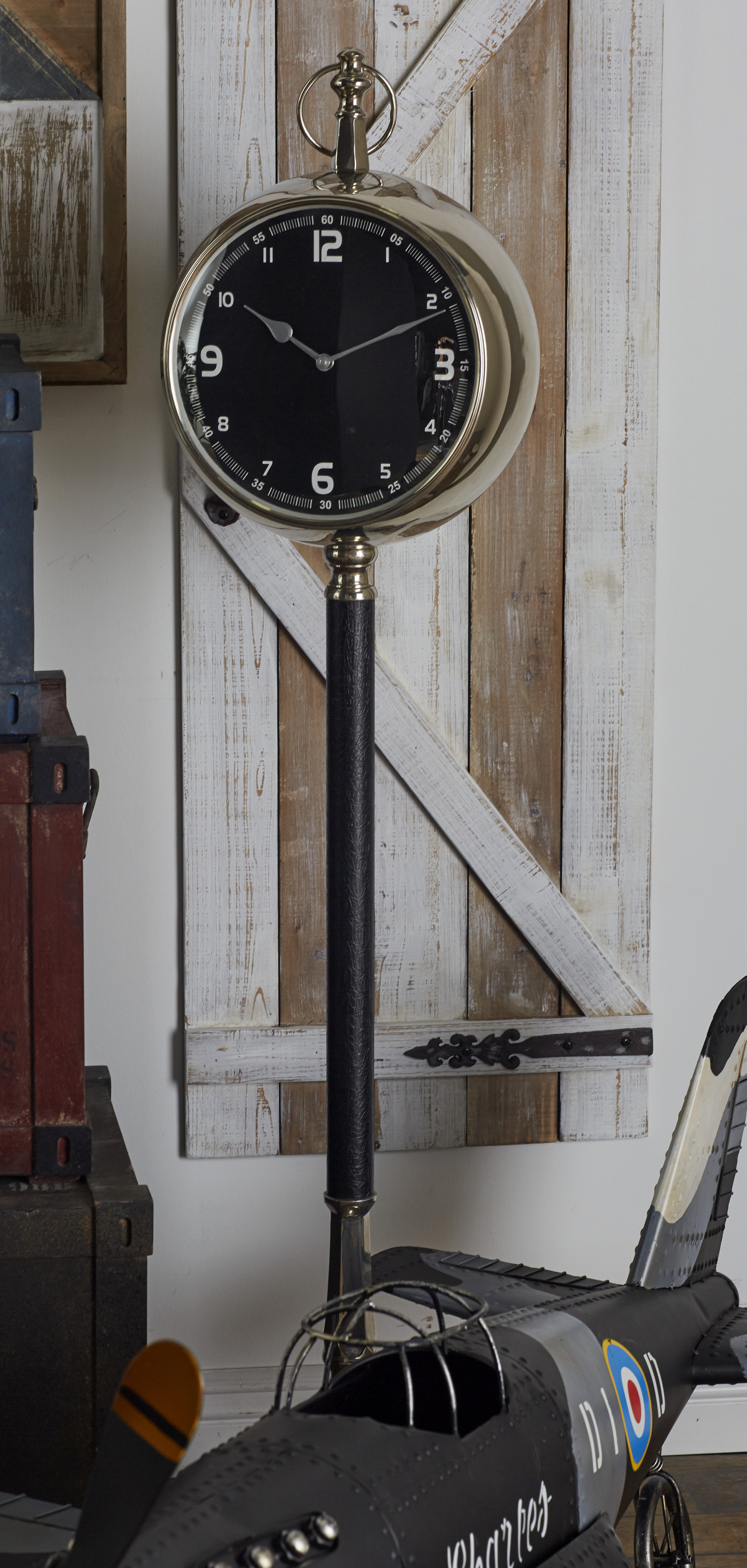 DecMode Modern 53 x 11 inch black and silver free standing pocket watch