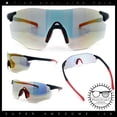 thumbnail image 3 of Photochromic Clear to Dark Mirrored Sport Shield Wrap Rimless Sunglasses [Black Red - Orange Mirror], 3 of 9