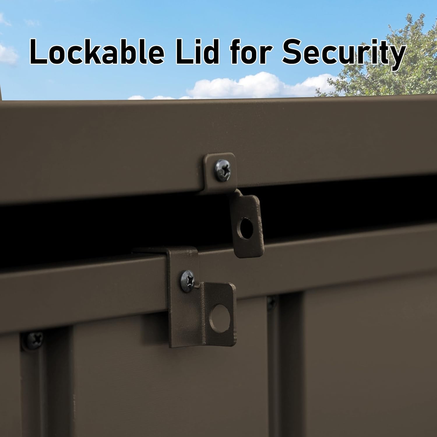 TOTAL Outdoor 120 Gallon Outdoor Deck Box,Waterproof & Rodent-Proof Steel-Reinforced Deck Container,Hydraulic Safety Lid with Lock,Patio, Garden, Pool Equipment Organizer,Dark Brown