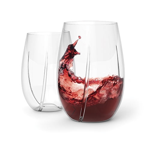 Stemless Wine Glass, Host Whirl Aerating Insulated Clear Insulated Wine
