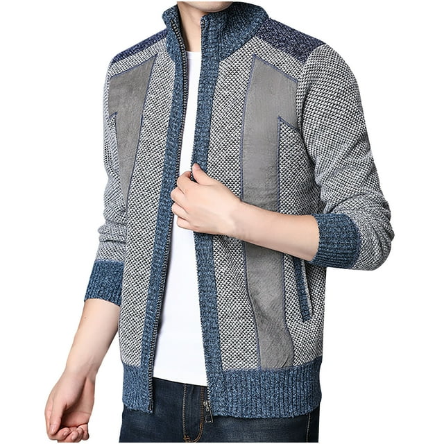 DPTALR Cardigan Tricoté à Manches Longues et Col Roulé pour Hommes, Décontracté, Hiver, avec Fermeture Éclair