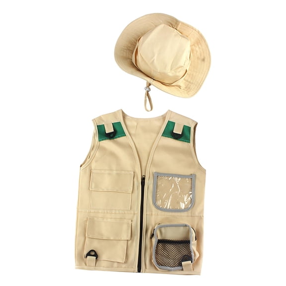 Kit de explorador para niños, 2 piezas, kit de exploración libre, chaleco y sombrero para niños, acampada, aventura, , senderismo, juguete CUTICAT traje de explorador al aire libre