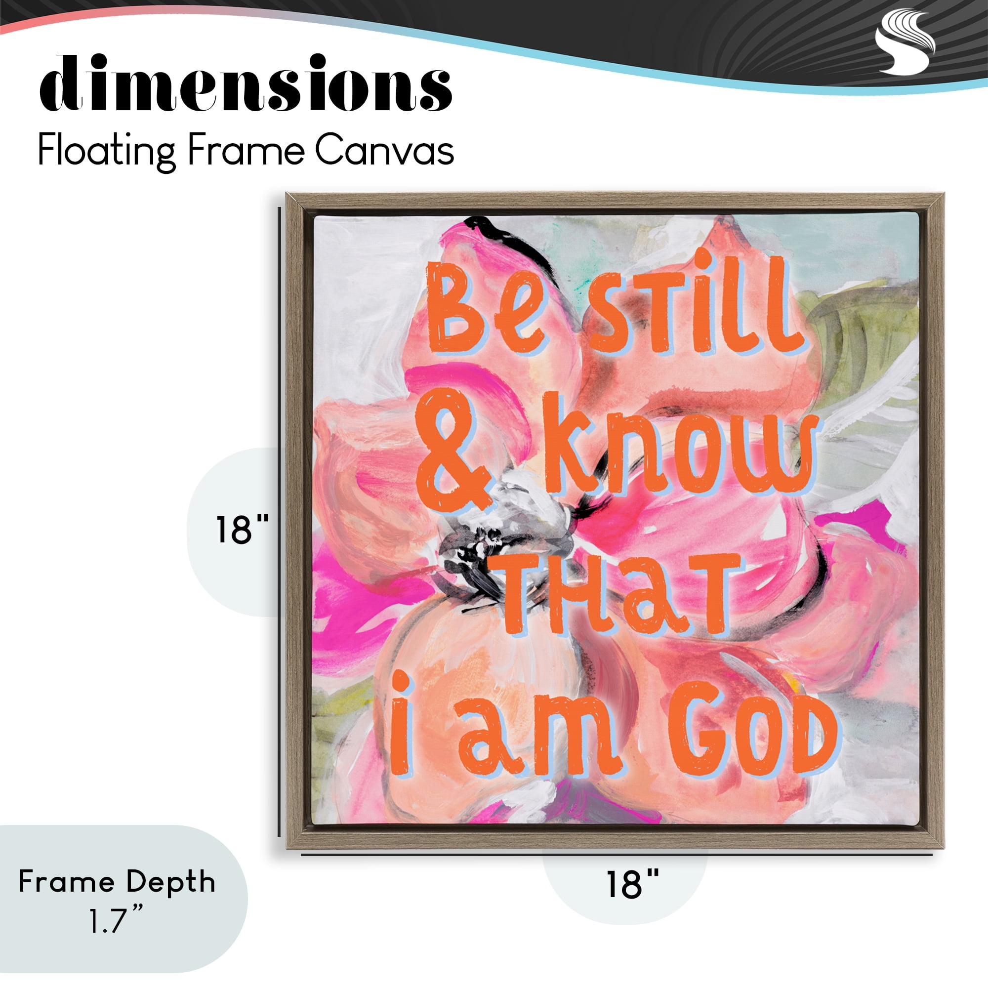 Stupell Industries Bright Be Still Scripture Brown Framed Floater Canvas Wall Art, design by Lanie Loreth