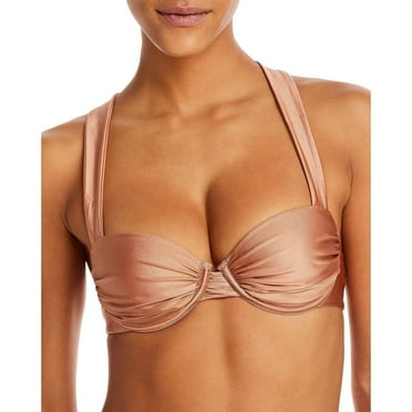 Aqua Swim Women's Ruched Underwire Bikini Top Brown XS B4HP