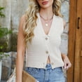 thumbnail image 4 of Ettsollp Women's Cropped Sweater Vest V Neck Button Down Crop Top Summer Casual Knit Sleeveless Cardigan for Teens Girls, 4 of 8