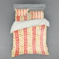 thumbnail image 1 of Ambesonne Retro Bedding Set 4 Pcs, Nostalgic Stripes Dots, Queen, Pale Yellow Coral, 1 of 3