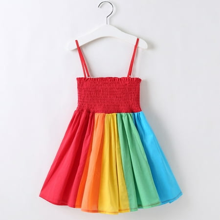 

THE WILD Girls Dresses Casual Ruffled Colorful Square Neck Sleeveless Midi Prom Dress Multi-color