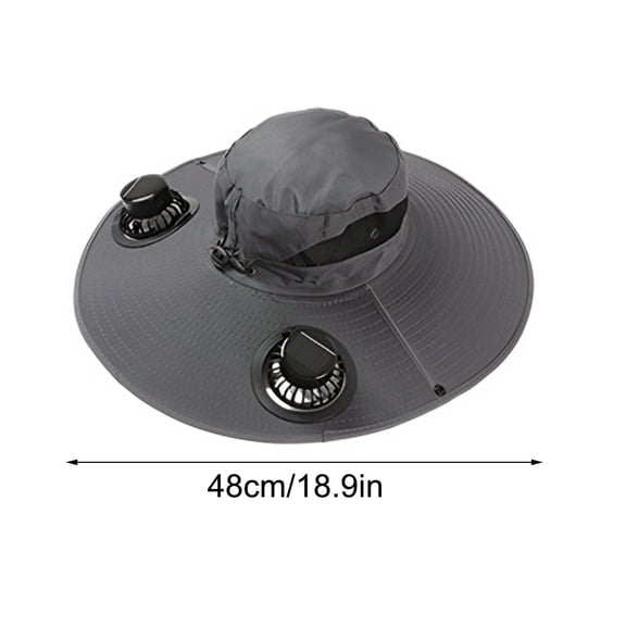 Sktrjpolfis Solar Powered Fan Sun Hat, 2 Built-in Fans, Wide Brim, Foldable, for Fishing Hiking Outdoor Work
