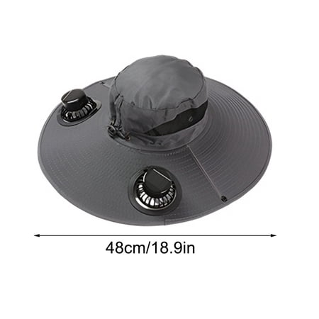 Solar Fan Hat for Men Wide Brim Outdoor Fishing Hat 2 Solar Fan Beach Cap for Camping Hiking