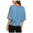 thumbnail image 6 of Higustar Embroidered Tops for Women Plus Size 3/4 Sleeve Tunic Tops Mexican V Neck Peasant Cotton Rayon Blouses Maxi Vintage Boho Bohemian Casual Loose Clothes-Blue/162-BLUE-162-L, 6 of 6