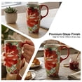 thumbnail image 2 of Topadorn Watercolor Red Flower Ceramic Travel Mug, 17oz, Turquoise Lattice Background, Spill-Resistant Lid, Microwave/Dishwasher/Oven Safe, 2 of 7