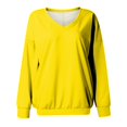 thumbnail image 7 of Kagetolytai Womens Tops Womens Casual V Neck Sweatshirt Loose Soft Long Sleeve Pullover Tops Solid Shirts With Side Pockets Plus Size Tops for Women Yellow XL, 7 of 7