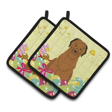 

Caroline s Treasures Easter Eggs Briard Brown Pair of Pot Holders
