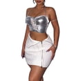 thumbnail image 4 of hirigin Sexy Corset Tops for Women Vintage Goth Underbust Boned Backless Sleeveless Adjustable Spaghetti Straps Bustier(P-Silver Hollow Out,S), 4 of 9