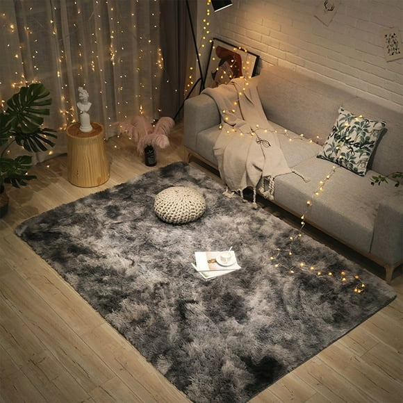 MesaSe Shaggy Floor Rugs Variegated Tie-Dyed Gradient Color Carpet Fluffy Bedroom Rugs