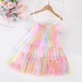 thumbnail image 2 of HJYCHN Kids Dress Sleeveless Gradient Mesh Party Gown with Ruffled Straps for Carnival Girls Dress 4-5 Years, 2 of 7