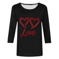 thumbnail image 4 of mihongmao Plus Size Valentine Shirts for Women Valentine's Printed Crew Neck 3/4 Sleeve T-shirt Loose Black S, 4 of 4