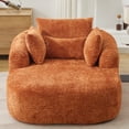 thumbnail image 2 of Oversized Chaise Longue Chair Indoor, Modern Upholstered Chenille Deep Seat Sofa Bed with Throw Pillows and Armrests, Sleeper Sofa Couch for Living Room, Bedroom Apartment, 2 of 9