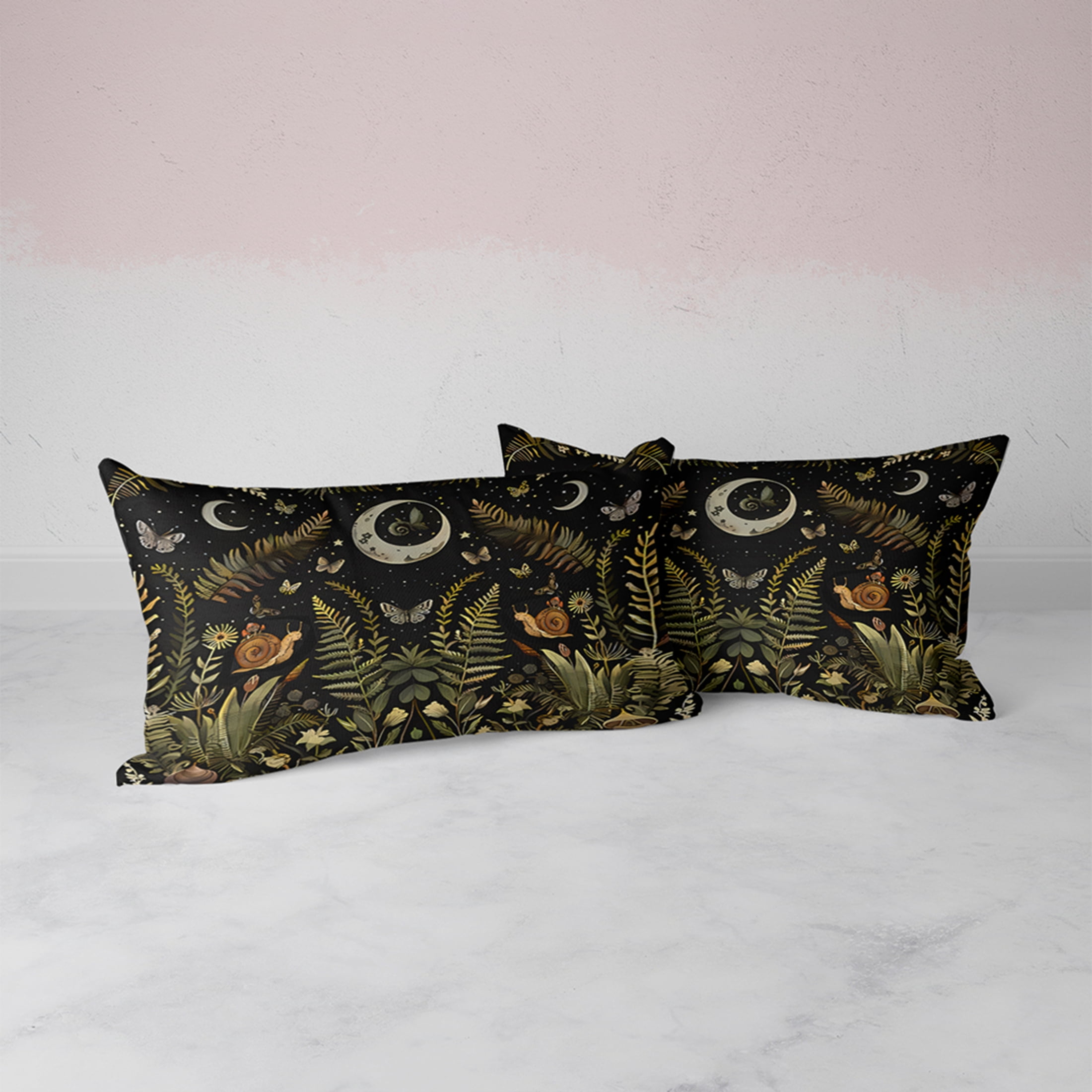 Orylavena Snail Forest Microfiber Duvet Cover Set, Black Back, King
