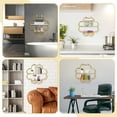 thumbnail image 5 of Wall Mounted Floating Shelves, 2 Tier Metal Wood Wall Shelf, Gold Flower Framed Wall Shelves for Living Room, Bathroom, Kitchen, Bedroom, Office Decor, 5 of 8