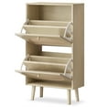 thumbnail image 3 of 2 Drawers Rattan Shoe Cabinet 9.5" Depth Shoe Storage Cupboard Modern Design Shoe Organizer Unit For Hallway, 3 of 7