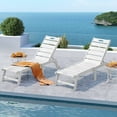 thumbnail image 4 of DEXTRUS Chaise Outdoor Indoor Lounge Chairs with Wheels, Recliner Chair Adjustable Backrest, Multi-Functional Patio Loungers, Waterproof Poolside HIPS Chaise Lounge - White, 4 of 12