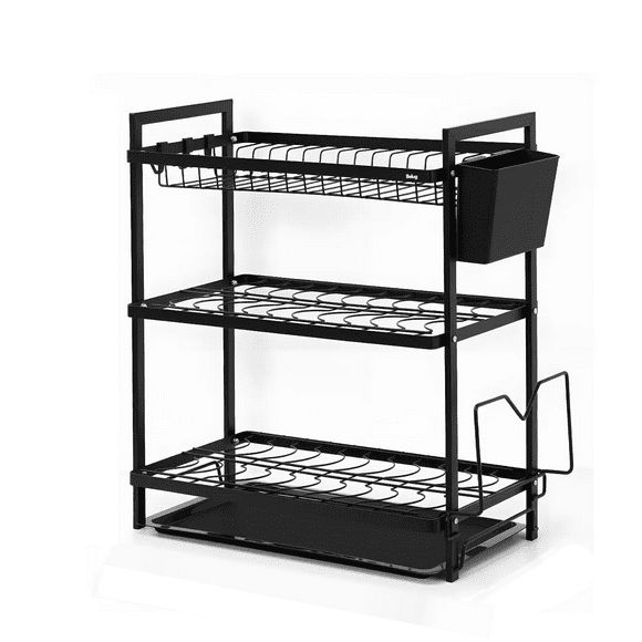 Escurridor De Platos De 3 Niveles Con Bandejas De Extraíbles Belug, Negro