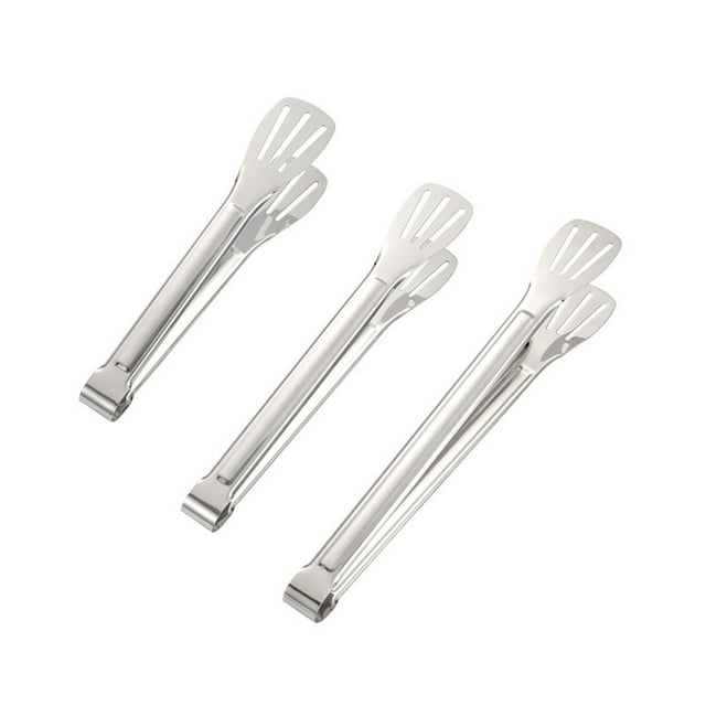 Pinzas de cocina de acero inoxidable 304, juego de 3 piezas, pinzas para pan y filetes antiescaldaduras, pinzas para barbacoa, pinzas para servir alimentos con mango ergonómico antideslizante para