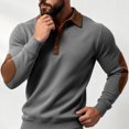 thumbnail image 5 of TOUMENY Men Sweater Button Down Long Sleeve Solid Collared Slim Tops Fall Winter Casual Vintage Fashion Pullover Dark Gray S, 5 of 7