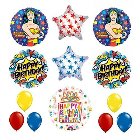 Wonder Woman 13 Pc Superhero Birthday Party Supplies And Balloon