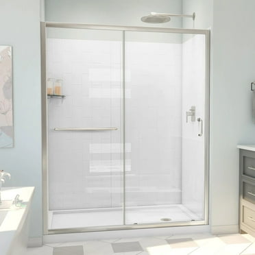 DreamLine Infinity-Z 34 in. D x 60 in. W x 78 3/4 in. H Sliding Shower Door Base and Wall Kit