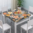 thumbnail image 3 of Pioneer Flower Floral Print Pattern Square Fitted Tablecloth with Elastic Edge,Square Table Cover,Washable Elastic Table Cover for Home Kitchen Party Decor 34"x34", 3 of 6