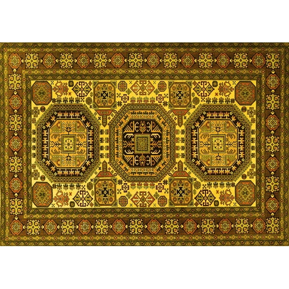 Ahgly Company Indoor Rectangle Persian Yellow Traditional Area Rugs, 7' x 9'