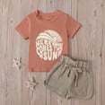 thumbnail image 3 of HCNTES Toddler Baby Boy Summer Clothes Letter & Sun Pattern Short Sleeve Tops + Shorts Outfits, 3 of 6
