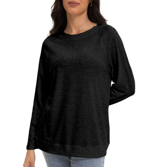 Women's Long Sleeve Knitted Crew Neck T-shirt