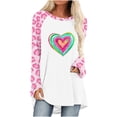 thumbnail image 2 of YWDJ Valentines Day Tee Shirts Plus Women Long Sleeve Plaid Tops Valentines Day Womens Tops Casual Hearts Print Blouses Crew Neck Pullover Tops Raglan Sleeve Tees Tops Green S, 2 of 4