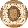 thumbnail image 1 of Ahgly Company Indoor Round Medallion Brown Traditional Area Rugs, 4' Round, 1 of 4