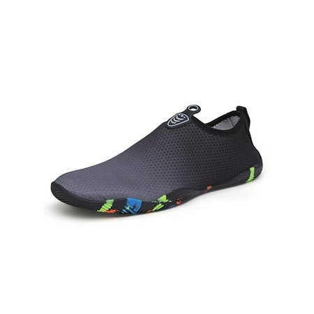 

Fangasis Womens Mens Swim Shoe Barefoot Aqua Socks Quick Dry Water Shoes Unisex Flats Summer Lightweight Slip On Sneakers Black 7.5