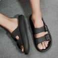 thumbnail image 5 of Double Buckle Sandals Adjustable for Women Men Flat Sandals Pillow Cloud Slippers Comfort Slide Waterproof Slip-on Shower Shoes Seaside Black 36-37, 5 of 7