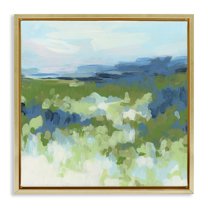 Stupell Industries Green & Blue Nature Abstract Painting Gold Floater Framed Canvas Art Print Wall Art, 25 x 25