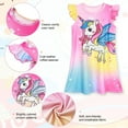 thumbnail image 3 of Jurebecia Girls Nightgowns Unicorn Soft Nightgown Flutter Short Sleeves Nightdress Nightie Dress Sleepwear Pajamas for Kids 140 cm 7-8 Years, 3 of 13